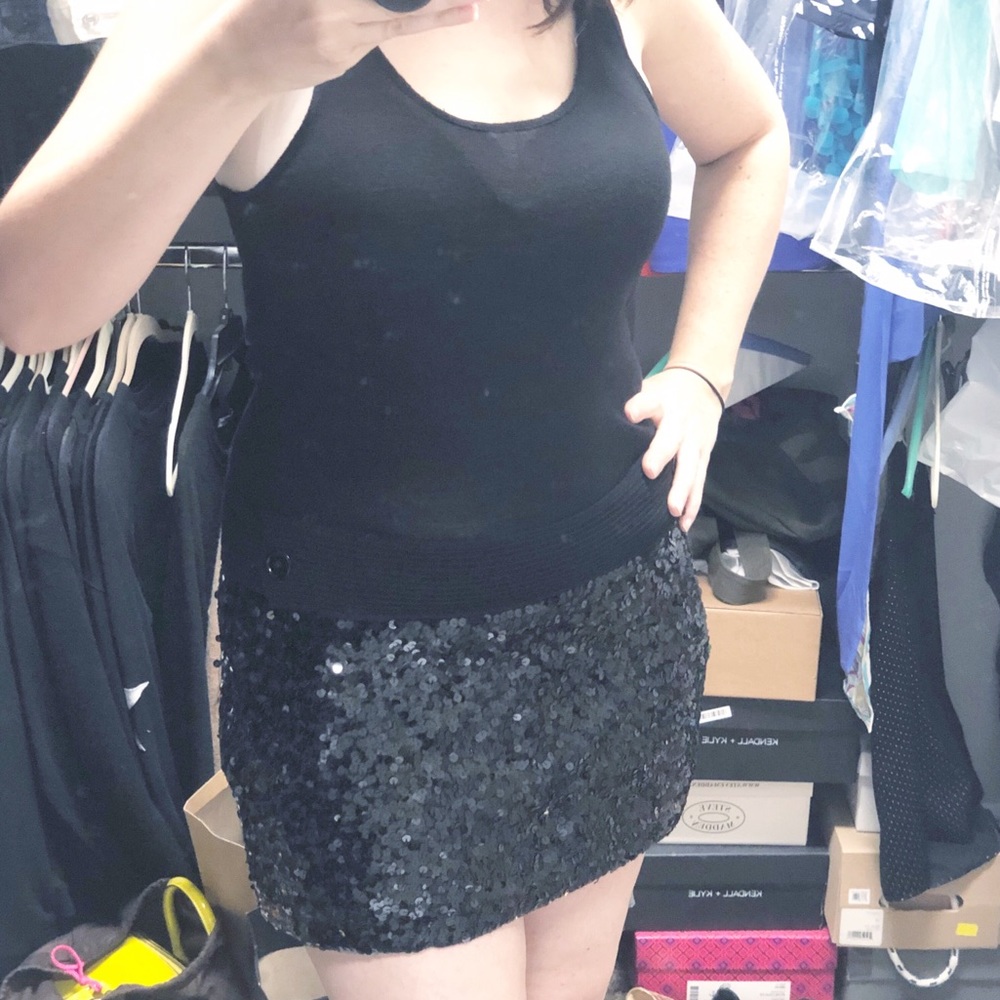 IISLI Black Tank Sequin Party Dress In Sz P/XS